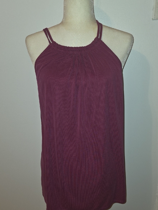 Green Envelope Tops - Green Envelope Double-Strap Pleated Halter Top - Burgundy